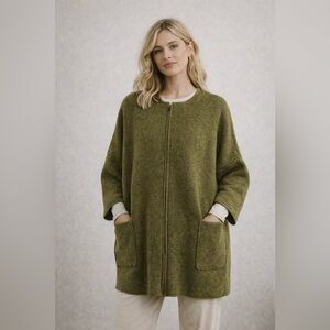 Cut Loose Olive Wool Tunic | Scandi Minimal • Art Teacher Chic • Cozy Capsule